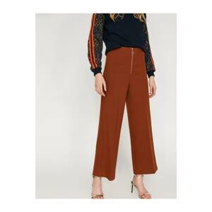 Koton Women's Brown Zipper Detailed Trousers