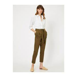 Koton Women's Green Belt Detailed Trousers