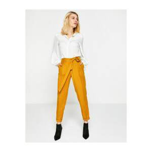 Koton Women's Mustard Waist Tie Trousers