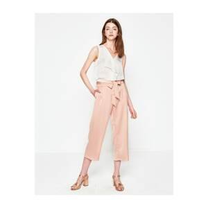 Koton Women's Pink Casual Fitted Trousers