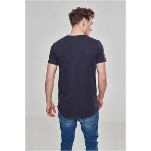 Shaped long T-shirt in a navy design