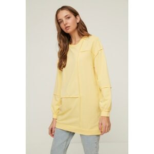 Trendyol Yellow Crewneck Knitted Sweatshirt with Stitching Detail