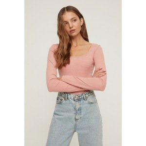 Trendyol Dried Rose Square Collar Knitted Body