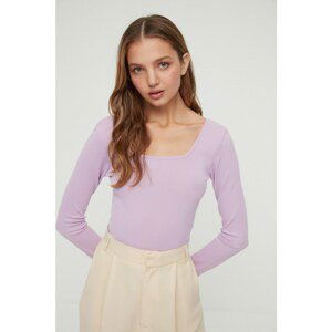 Trendyol Lilac Square Neck Snap Knitted Body