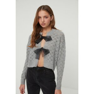 Trendyol Gray Openwork Knitwear Cardigan