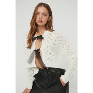 Trendyol Ecru Openwork Knitwear Cardigan