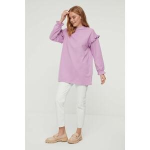 Trendyol Lilac Sleeve Ruffle Detailed Knitted Sweatshirt