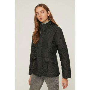 Trendyol Black Zipper Closure Quilted Coat