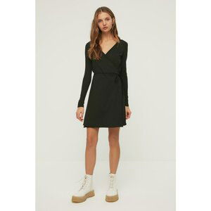 Trendyol Black Double Breasted Mini Knitted Dress