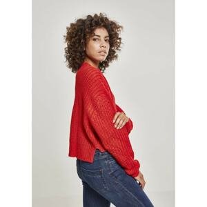 Women's wide oversize sweater in fiery red color