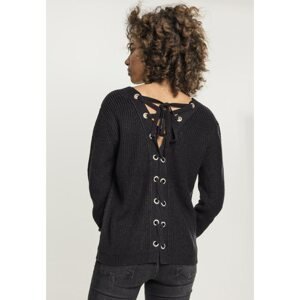 Women's lace-up sweater in black