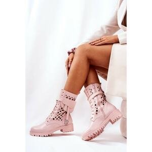 Openwork Boots With A Purse Pink Rock Star