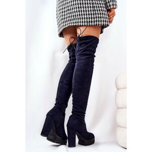 Suede over-the-knee boots Navy blue Fillis