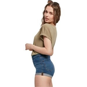 Women's modal t-shirt with extended shoulder in khaki