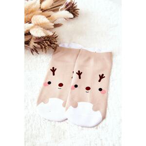 Feet Socks Reindeer Beige