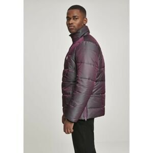 Shimmering Pull Over Puffer Jacket redwine green