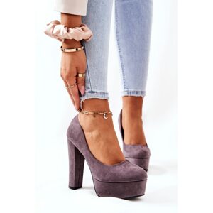 Suede pumps on the platform Grey Bemiso