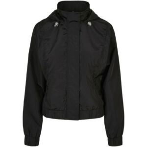 Women's Oversized Glossy Crinkle Nylon Jacket Black