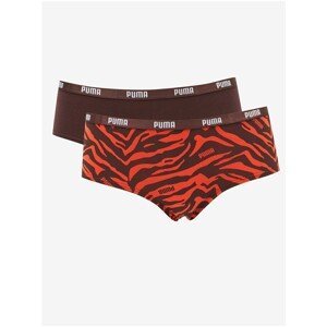 Set of two women's panties in brown and red Puma Printed AOP Hi - Ladies