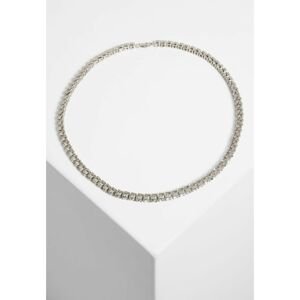 Silver necklace with rhinestones