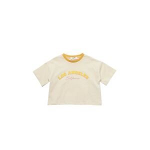 Trendyol Ecru Printed Girl's Crop Knitted T-Shirt