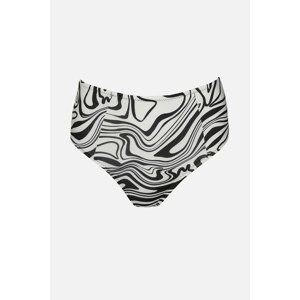 Trendyol Black and White Abstract Pattern High Waist Bikini Bottom