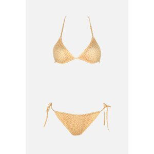 Trendyol Yellow Polka Dot Patterned Tie Detailed Bikini Set