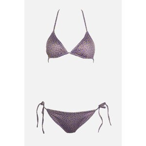 Trendyol Lilac Polka Dot Patterned Tie Detailed Bikini Set