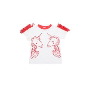 Trendyol White Girl Knitted T-Shirt with Tassels