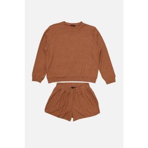 Trendyol Brown Towel Knitted Bottom-Top Set