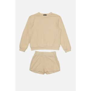 Trendyol Beige Towel Knitted Bottom-Top Set