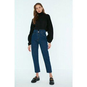 Trendyol Indigo High Waist Slim Leg Button Closure Jeans