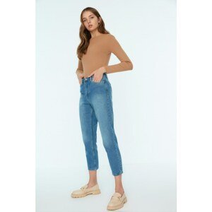 Trendyol Blue High Waist 100% Cotton Mom Jeans