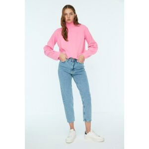 Trendyol Light Blue High Waist 100% Cotton Mom Jeans