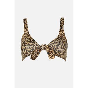 Trendyol Brown Leopard Print Bikini Top
