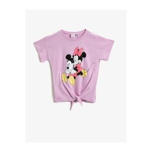 Koton Girl's Lilac Mickey Mouse T-Shirt Licensed Cotton