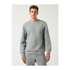Koton Men's Gray Textured Sweater