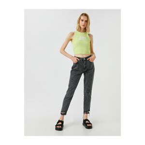 Koton Normal Waist Slim Fit Slim Leg Pants - Mom Jean