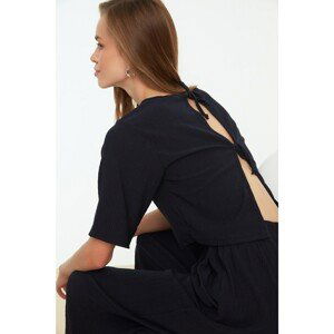 Trendyol Navy Blue Back Detailed Crop Knitted Blouse