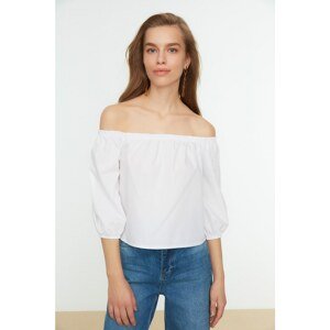 Trendyol Ecru Plain Carmen Collar Woven Blouse