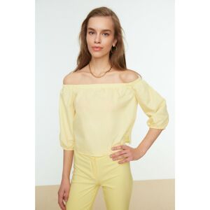 Trendyol Yellow Plain Carmen Collar Woven Blouse