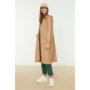 Trendyol Beige Hooded Skirt Snap Detailed Trench Coat
