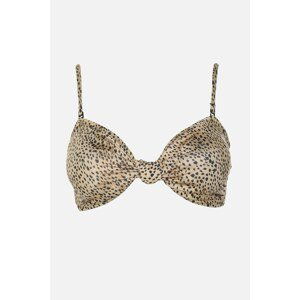 Trendyol Brown Leopard Print Bikini Top