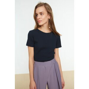 Trendyol Navy Blue Fitted Corduroy Knitted Blouse