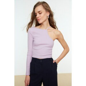 Trendyol Lilac Fitted Crew Neck Single Sleeve Ribbed Stretch Knitted Blouse