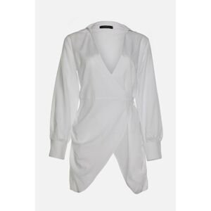 Trendyol White Double Breasted Tie Detailed Beach Dress