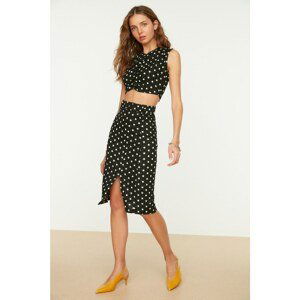 Trendyol Black Printed Slit Detailed Knitted Skirt