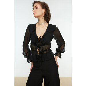 Trendyol Black Tied Chiffon Blouse