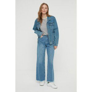 Trendyol Blue High Waist Button Closure Wide Leg Jeans