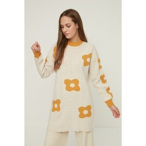 Trendyol Cinnamon Crew Neck Patterned Knitwear Sweater